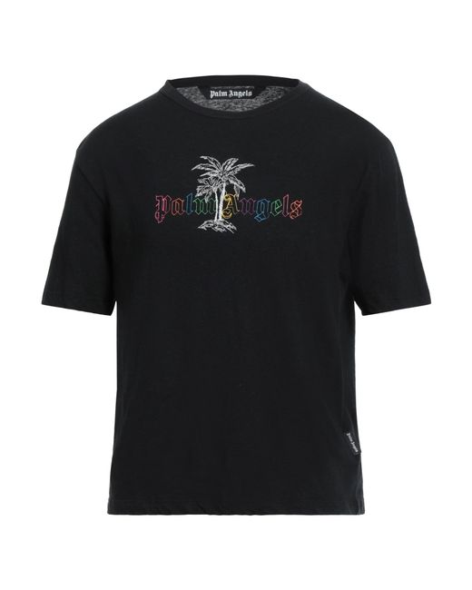 Palm Angels Black Graphic-print Regular-fit Cotton And Linen-blend T-shirt for men