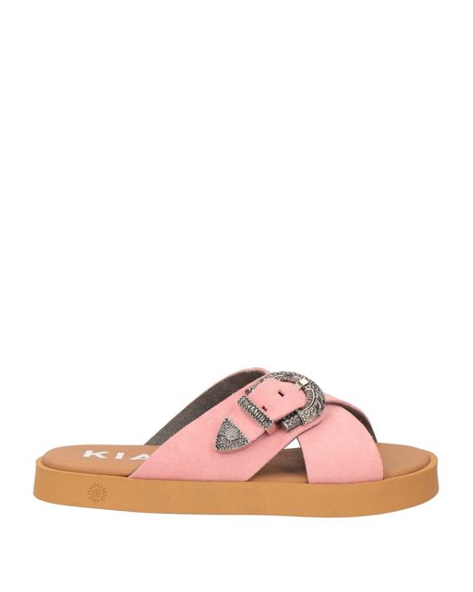 KIANID Pink Sandals Leather, Textile Fibers