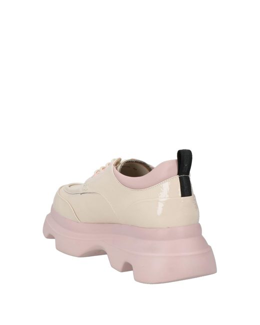 Jeannot Pink Ivory Lace-Up Shoes Leather
