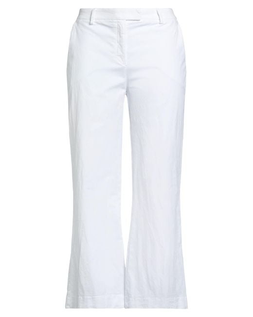 Via Masini 80 White Pants Cotton, Elastomultiester, Elastane
