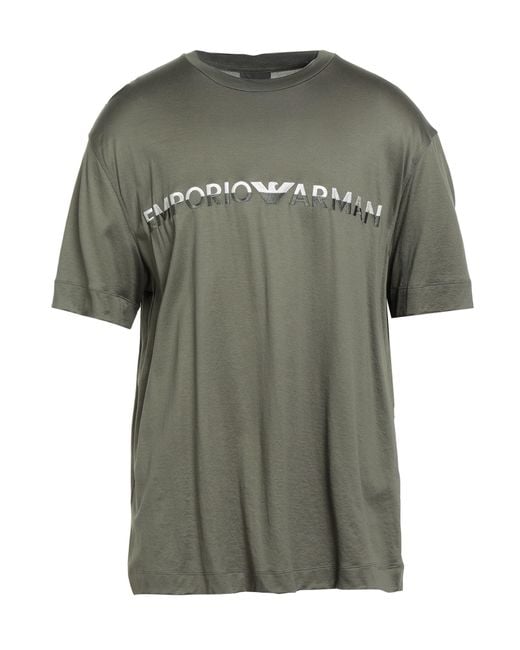 Emporio Armani Green T-Shirt Lyocell, Cotton for men