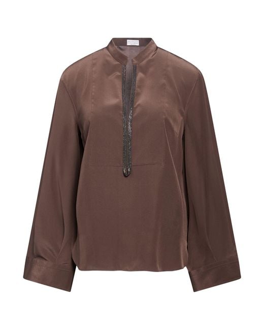 Brunello Cucinelli Brown Chocolate Top Silk, Brass
