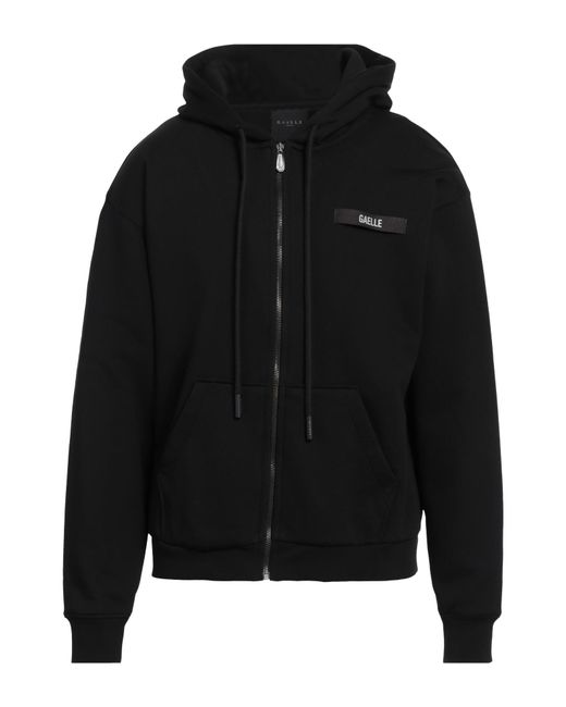 Gaelle Paris Black Sweatshirt Cotton, Polyester, Elastane for men