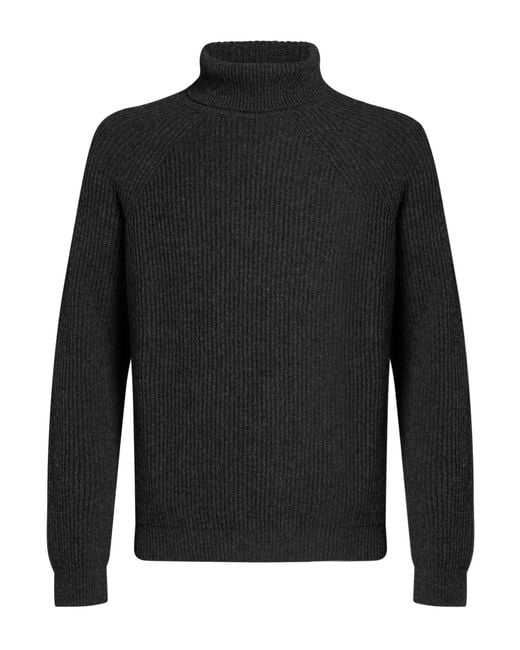 Alpha Studio Black Turtleneck Wool, Cashmere for men