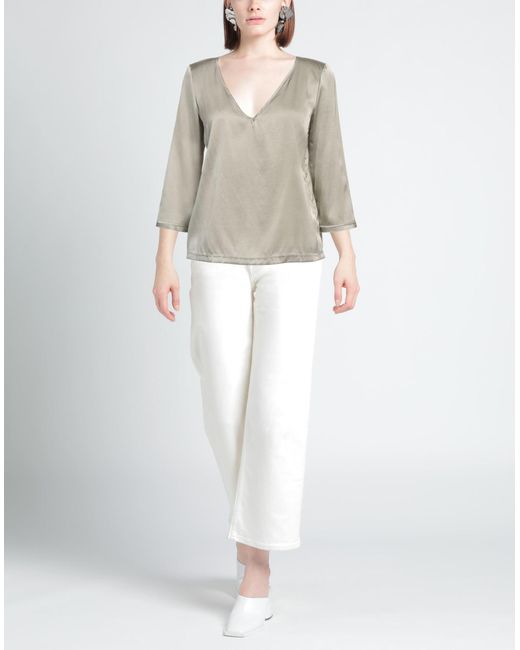 Camicettasnob White Top Silk, Elastane