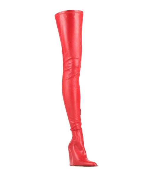 Victoria Beckham Red Boot Lambskin, Synthetic Material