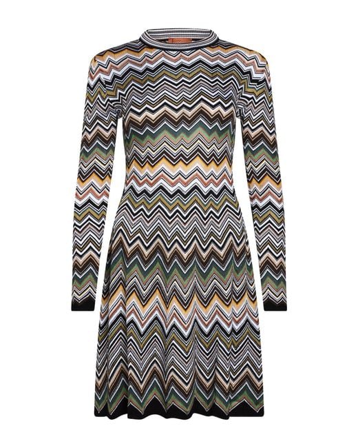 Missoni Gray Mini Dress Viscose, Wool, Polyester