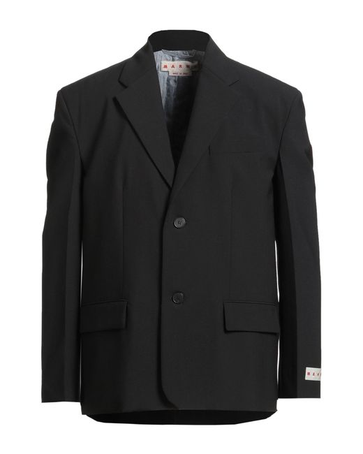 Marni Men's Black Blazer Polyester, Virgin Wool, Elastane