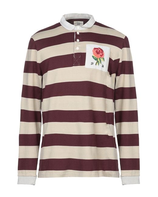 Kent & Curwen Red Rose Patch Striped Rugby Cotton Polo for men