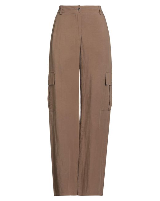 Clips Brown Tricot Taupe Pants Viscose, Linen