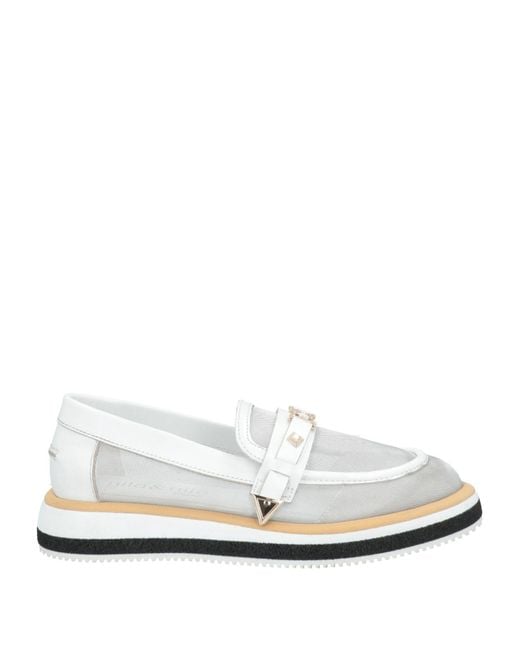 Nila & Nila White Loafers Leather, Textile Fibers