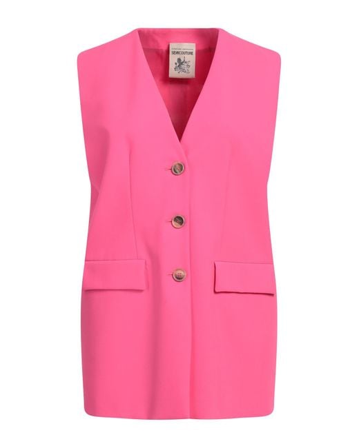 Semicouture Pink Tailored Vest Polyester, Viscose, Elastane