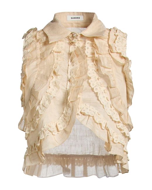 Sandro Natural Shirt Linen, Polyester