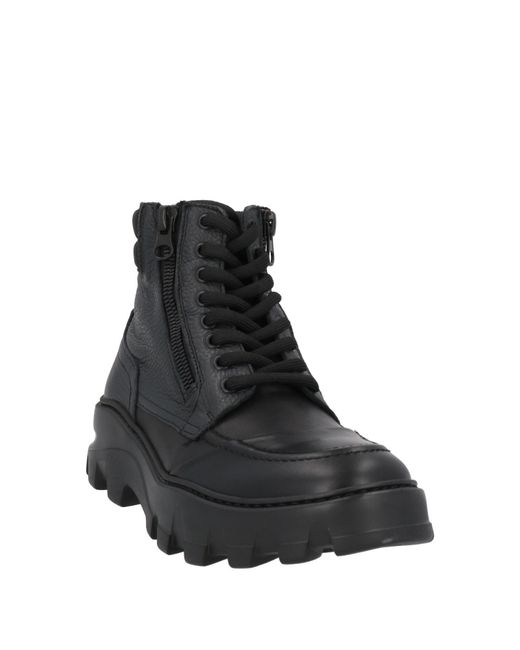 Giovanni Conti Black Ankle Boots Soft Leather, Textile Fibers for men