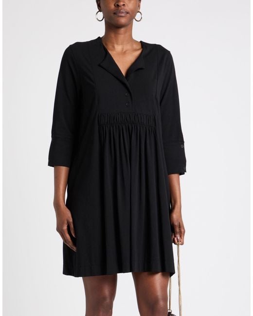 Alpha Studio Black Mini Dress Cotton, Elastane
