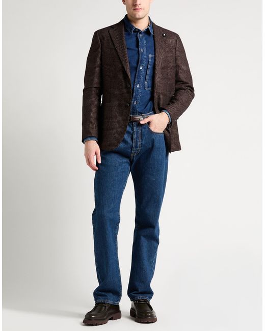 Lardini Black Blazer Wool, Viscose, Silk for men