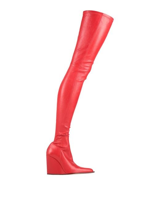 Victoria Beckham Red Boot Lambskin, Synthetic Material