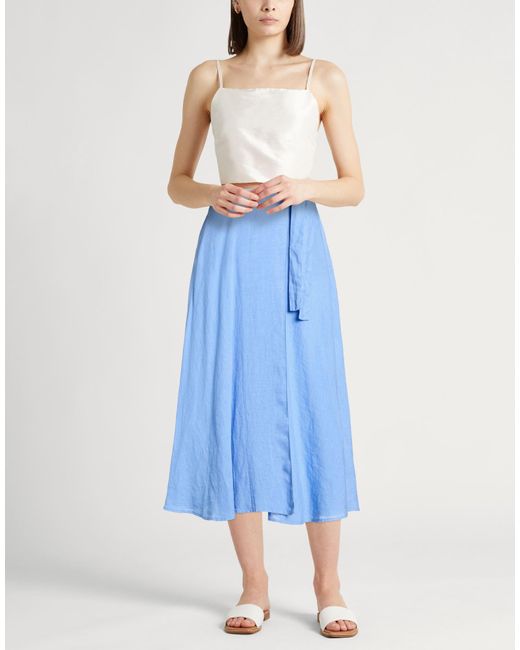 120% Lino Blue Midi Skirts