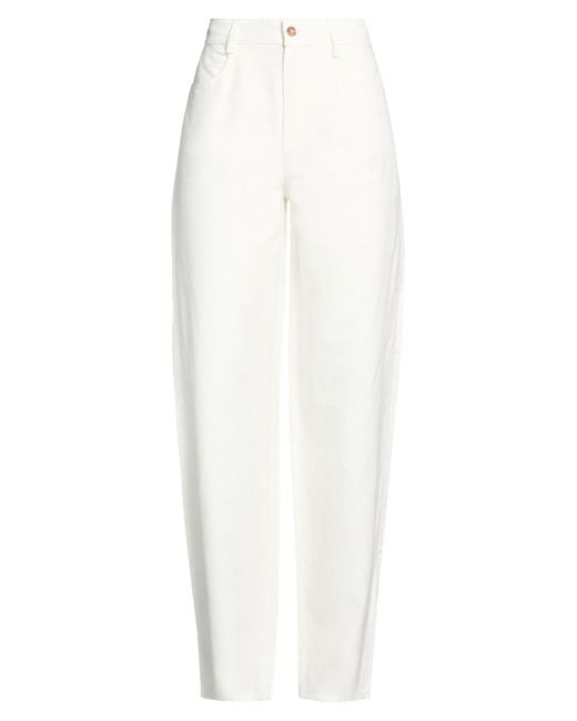 Loulou de Saison White Ivory Pants Viscose