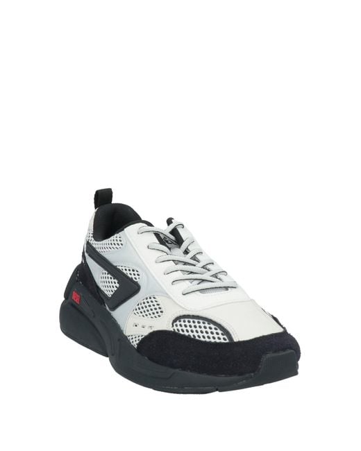 DIESEL White Sneakers Polyester, Leather for men