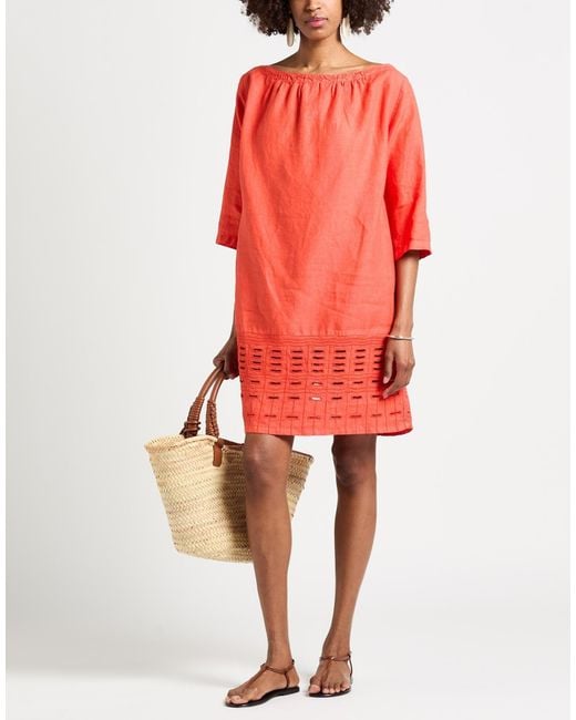 120% Lino Red Mini Dress Linen