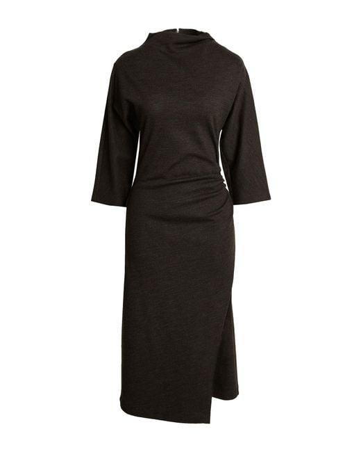 Peserico Black Dark Midi Dress Virgin Wool, Cotton, Polyamide