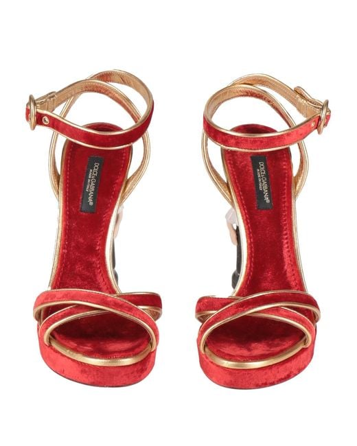 Dolce & Gabbana Red Sandals Textile Fibers