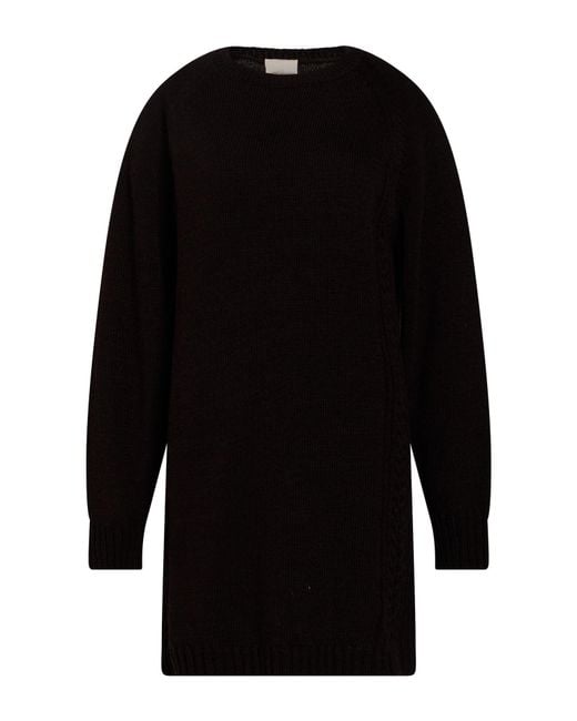 Angela Davis Black Mini Dress Acrylic, Wool, Viscose, Alpaca Wool
