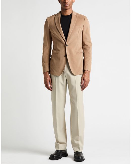 Tonello Natural Camel Blazer Cotton, Elastane for men