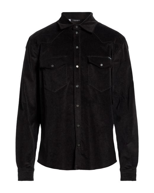 Dolce & Gabbana Black Charcoal Shirt Cotton, Cashmere, Elastane for men