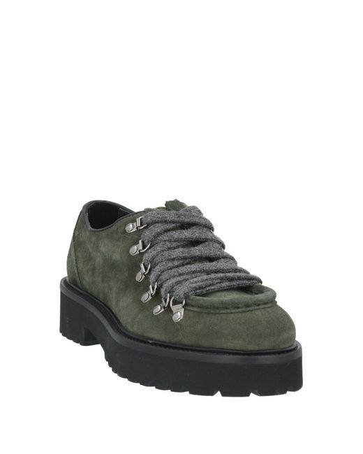 Doucal's Green Dark Lace-Up Shoes Leather