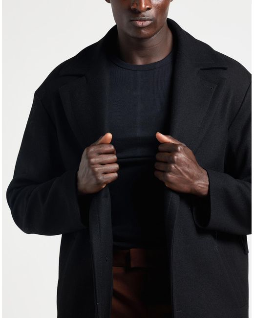 Hevò Black Coat Virgin Wool, Polyamide for men