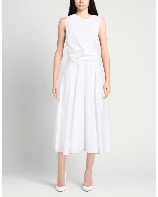 Elisabetta Franchi White Midi Dress Cotton