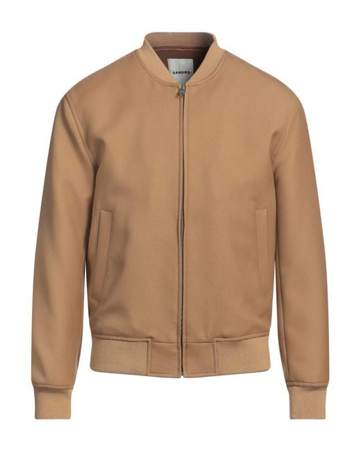 Sandro Brown Camel Jacket Wool, Polyester, Viscose, Polyamide, Elastane for men