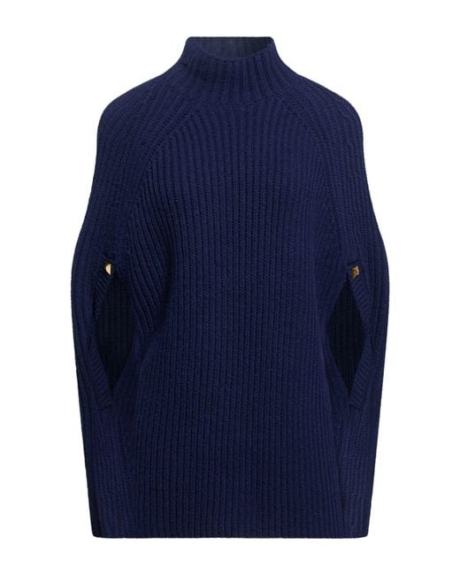 Elisabetta Franchi Blue Cape Wool, Acrylic, Polyester, Polyamide