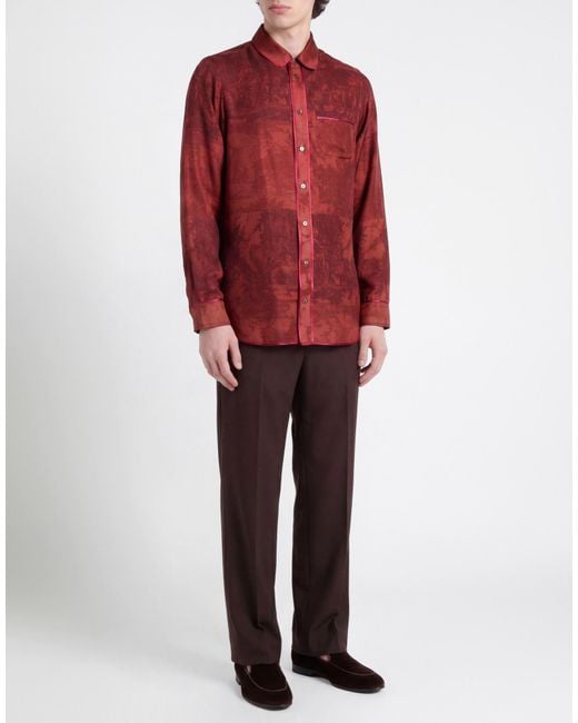 Pierre Louis Mascia Red Brick Shirt Silk for men