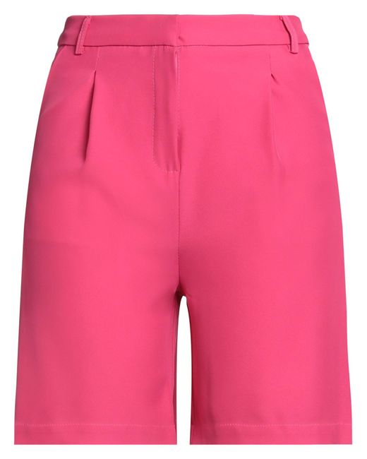 Shopart Red Fuchsia Shorts & Bermuda Shorts Polyester, Elastane