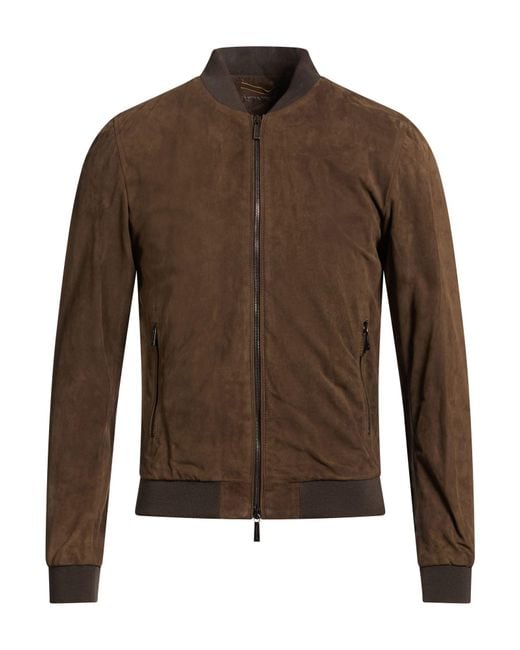 Moorer Brown Military Jacket Leather for men