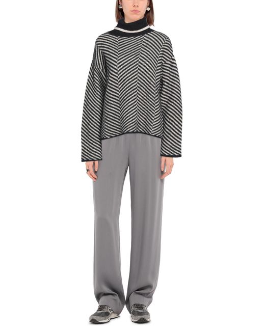 Erika Cavallini Semi Couture Gray Turtleneck Wool, Polyamide, Mohair Wool