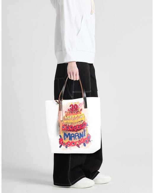 Marni White Handbag Polyurethane, Polyester
