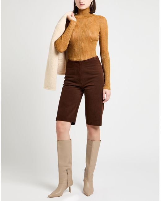 Maliparmi Brown Camel Turtleneck Viscose, Polyester, Lurex