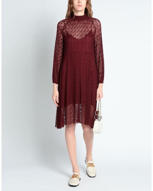 Forte_forte Red Burgundy Midi Dress Cotton, Polyamide, Acetate, Viscose