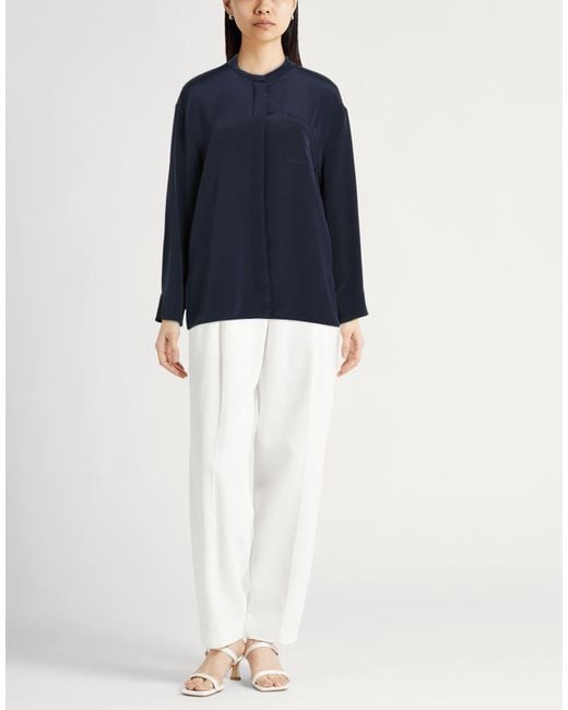 Max Mara Blue Shirt Silk, Elastane