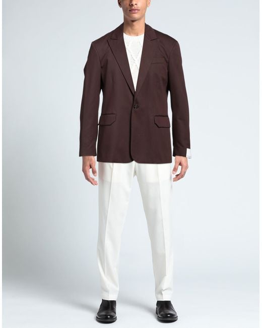Paolo Pecora Brown Blazer Lyocell, Cotton for men