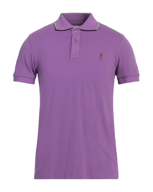 Cooperativa Pescatori Posillipo Purple Polo Shirt Cotton, Elastane for men