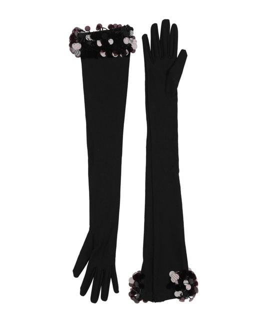 David Koma Black Gloves Viscose, Polyamide, Elastane, Pvc