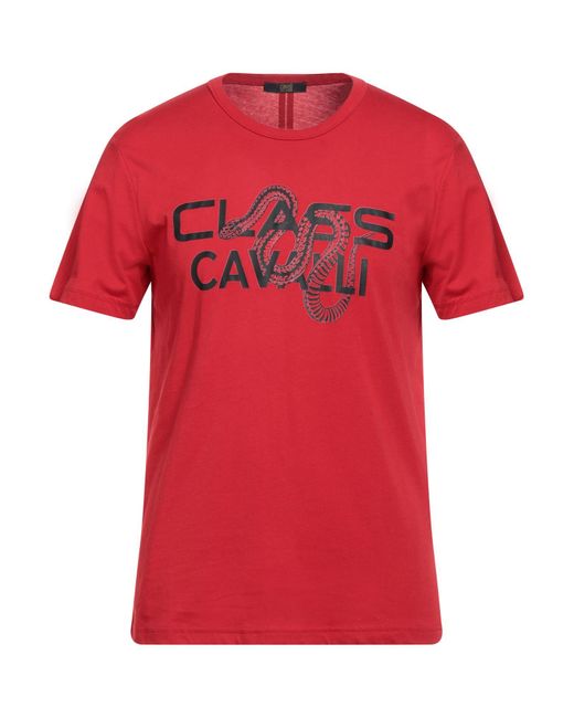 Class Roberto Cavalli Red T-Shirt Cotton for men