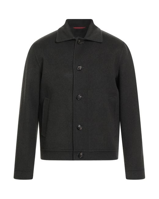 Isaia Black Coat Wool, Cashmere for men