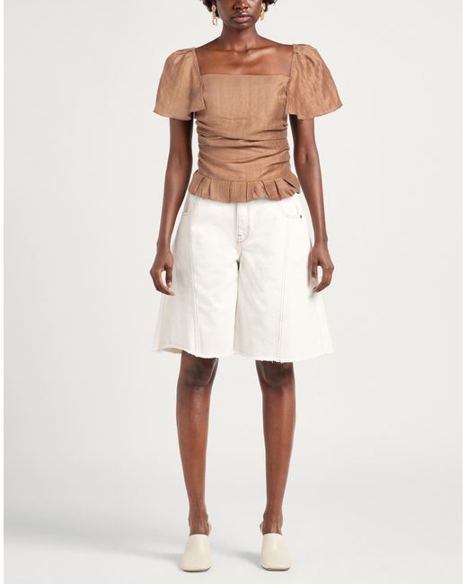 Maje White Top Linen, Polyamide