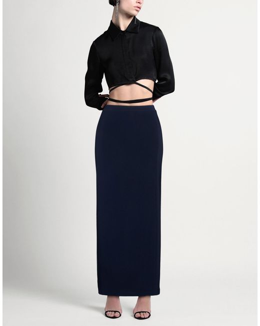 FRANK LYMAN Blue Maxi Skirt Polyester, Elastane